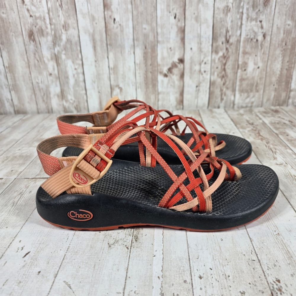 Chaco Z/Cloud 2 Womens 10 Sandals Orange Peach Strappy Toe Loop Hiking Shoes
